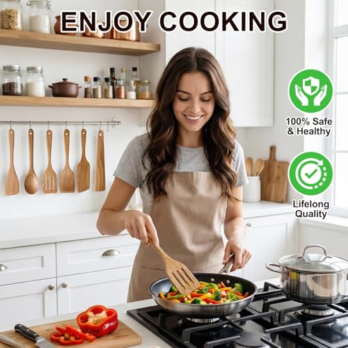 Best Non Toxic Wooden Spatula for Cooking Utensil Set Acacia Wood Spatula Set of 4, Bamboo Cooking Spoon Flat Slotted Turner Spatulas for Kitchen Use Cast Iron Scraper Spurtle Thin Egg Flipper Spatula - color: 4Pcs-Spatula