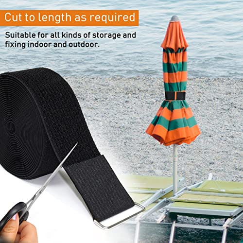YMCRLUX 2"x16ft Reusable Cinch Strap with 10 Metal Buckles, Cut-to-Length Fastening Securing Straps, Adjustable Nylon Cable Straps and Cord Ties for Organizer or Storage, 2 inch Wide, Black - size: 2in x 16ft Black
