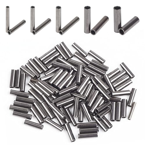 Fishing Wire Single Barrel Crimp Sleeves,100PCS Brass Copper Crimping Sleeve Tubes Fishing Wire Leader Rigging Fish Line Connector Tackle - size: Inside Dia 2.2mm - 100pcs