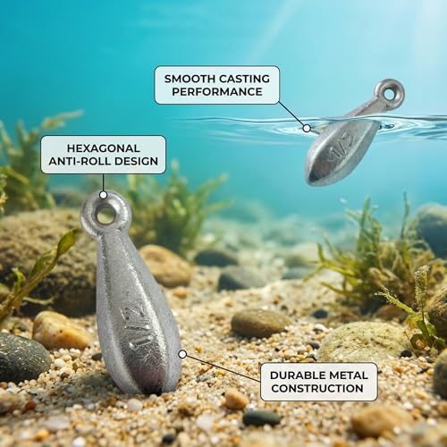 Bank Sinkers Fishing Weights, No-Roll Hexagonal, Surf & Catfish Saltwater - style: 1/2 Ounce-15pcs