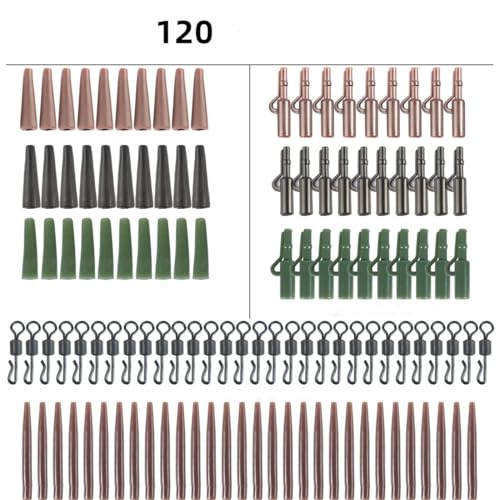 120-Piece Boxed European Carp Fishing Rig Kit, Anti-Tangle Sleeves & Quick Change Clip Swivels, Carp Fishing Terminal Tackle Accessories