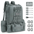CVLIFE 60L Tactical Backpack for Men Women Military Large Army Rucksack | 3 Day Bug Out Survival Molle Bag, D-Ring Clips & Compass Accessories, Hiking Camping Gym Daypack, Grey - color: Grey