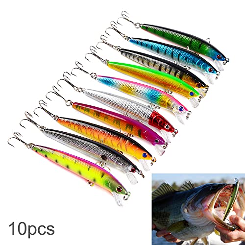 10pcs Minnow Fishing Lures Crankbaits, Fishing Hard Baits Swimbaits, Minnow Lures Topwater Lures Baits