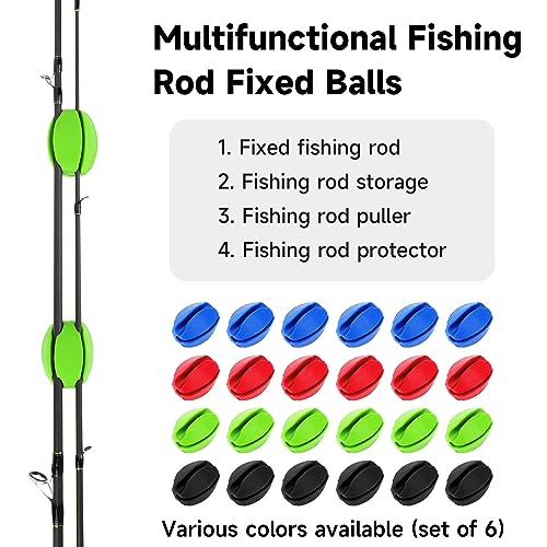 SANLIKE 6Pcs Elastic Rubber Fishing Rod Holder Fixed Balls Pole Protector | High stretch construction, multi-aperture fit, anti-slip rod fixation, lightweight portable outdoor fishing accessory - style: Green-6PCS