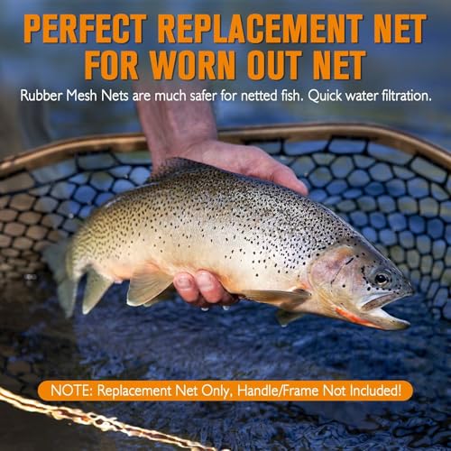 Dovesun Rubber Fishing Net Replacement Netting Without Handle Clear Black Fishing Nets for Fish Fly Fish Landing Net Bag for Freshwater Saltwater Foldable Trout Net Rubber Mesh 5 Sizes White Black Red - color: Black, size: 12.5"dia-11.7"depth(39"Circumfer