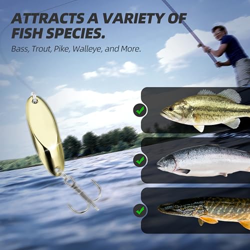 Jigging Spoon Fishing Lure Set 6-Pack Metal Saltwater & Freshwater Casting Spoon Hooks Premium Durable Treble Hooks for Bass, Salmon & Trout Fishing - size: 1/6 oz