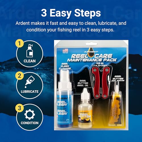 Ardent Freshwater Fishing Reel Care Pack, Long Lasting Protection, Prevent Corrosion, Smooth Casting, Made in The USA - size: Reel Care Maintenance 4 Pack