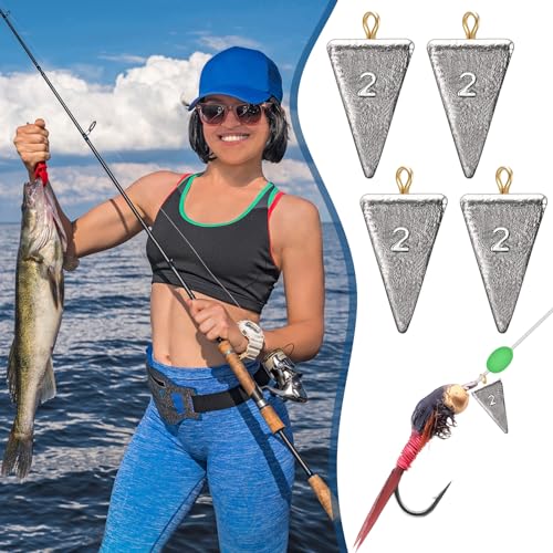 Shimeyao 18 Pieces Pyramid Sinkers Fishing Weights Triangle Fishing Sinkers Rig Pyramid Sinker for Ocean Saltwater Surf Bass Casting Gear Tackle - size: 2 oz