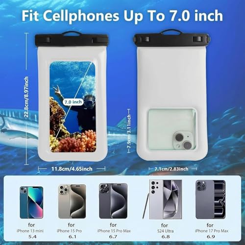 Floatable Soap Bubble Waterproof Phone Pouch/Case with Crossbody Lanyard for iPhone 17 16 Pro Max/15 Pro/14/13/12, IP68 Cellphone Dry Bag Beach Cruise Ship Essentials, 1 Pack-Sand Dollar-7″ - color: A3-Sand Dollar