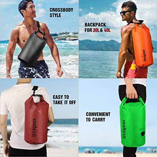 Unigear Dry Bag Waterproof, 2L/5L/10L/20L/30L/40L Floating and Lightweight Bags for Kayaking, Boating, Fishing, Swimming and Camping with Waterproof Phone Case - color: Green, size: 5L