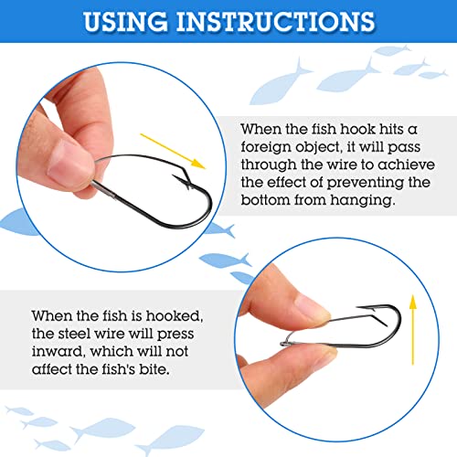 Sumind Weedless Wacky Rig Hooks Bass Carbon Steel Fishing Hooks for Wacky Rigging Worm Lure Baits - size: 3/0