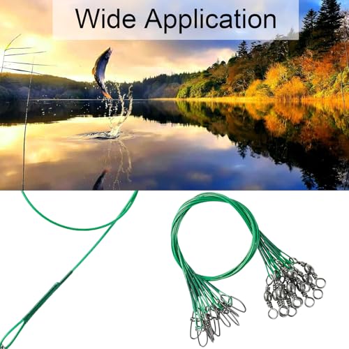 QISHUO Wire Stainless Fishing Leader Saltwater Freshwater Line Fishing Leaders Steel Snap Rigs Wire Leader Lure Black Nickel - size: Size #4 (11.8in-50lb) 30pcs