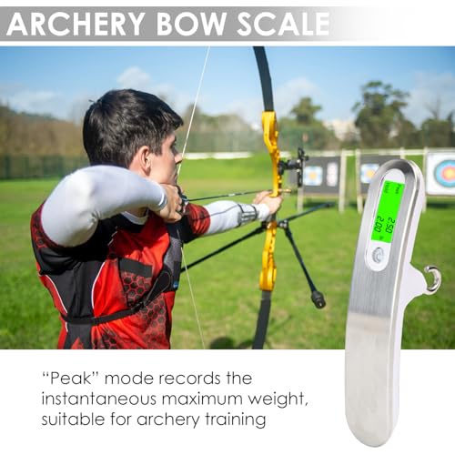 Digital Archery Bow Scale, 110lb Luggage Scale with Peak & Hold Mode, Portable Digital Scale with Backlit LCD, g/oz/kg/lb Conversion for Recurve & Compound Bow, Luggage Weighing