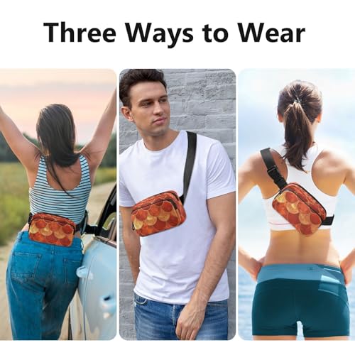 Red Fish Scale Fashionable Fanny Pack Waist Bag for Women Men Large Capacity Crossbody Shoulder Bag with Adjustable Strap for Workout Running Hiking