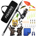 Number-one Telescopic Fishing Rod and Reel Combo Set, 6.9ft Metal Fishing Pole Kit with Line, Lures, Carrier Bag, Spinning Rod Reel Combo