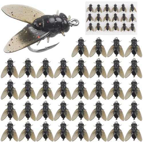 Bionic Fly Fishing Bait, Flies Fishing Lures Kit Trout Jigs Swimbaits Dry Flies Fly Fishing Lures Fish Attractant Fly Fishing Hook for Saltwater Freshwater Bass Panfish 15mm - color: Black-36pcs