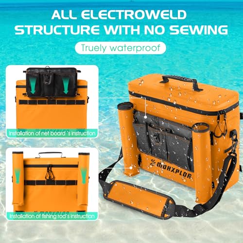 MORXPLOR Kayak Cooler,Waterproof Kayak Seat Back Cooler for Kayaking,Kayak Accessories Cooler Bag,Protable Ice Chest,Beach Cooler,Travel Cooler for Camping or Lunch Bag - color: Orange