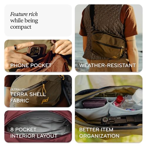 Peak Design Outdoor Sling 7L, Kelp, Padded Adjustable Shoulder Strap for Crossbody or Waist Carry, 10 Pockets, Ideal for Carrying Cameras and Essentials, Versatile Sling Bag for Men and Women - color: Kelp, size: 7L