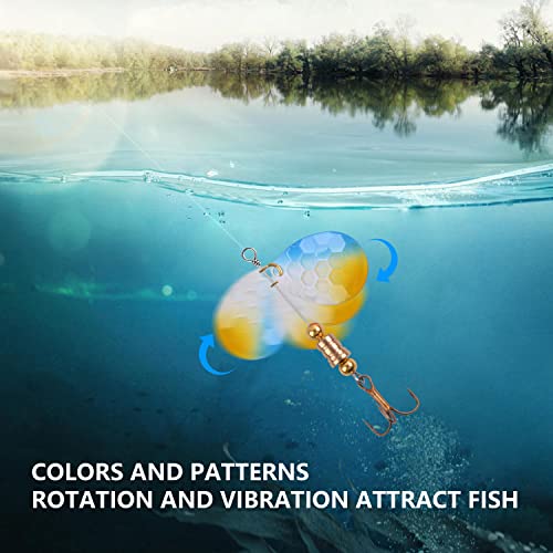 Colorado Blades Spinner Blades Lure Making Kit, 30pcs Colorful Metal Blades Easy Spin Spoons Inline Spinner Walleye Rig Making DIY Fishing Lure Making Supplies for Trout Salmon Bass Fishing - color: Hammered-Blue & Yellow-30pcs