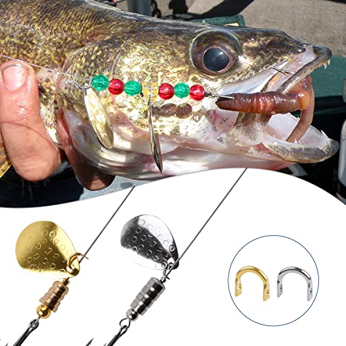 Fishing Clevis Easy Spin U-Shaped Brass Links, 120/250pcs Quick Change Spinner Clevis Spinner Blade for Lure Making Spinnerbait Parts Accessory Freshwater Saltwater - color: Silver-120pcs