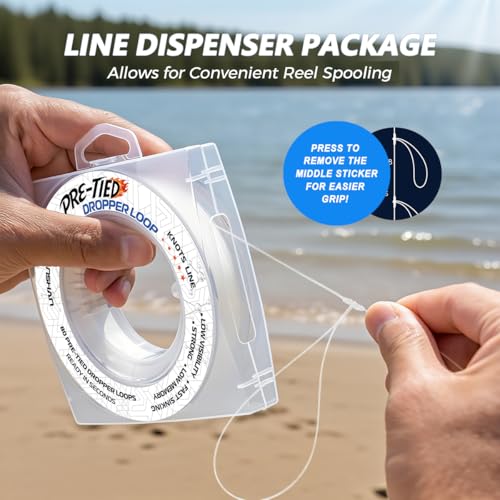 20 lb Pre-Tied Dropper Loop Knots Line. Fishing Line Spool. Loops 16 Inches Apart with 5.5 Inch Loop Size. Perfect for Saltwater & Freshwater Fishing, Snapper & Other Bottom Feeding Fish