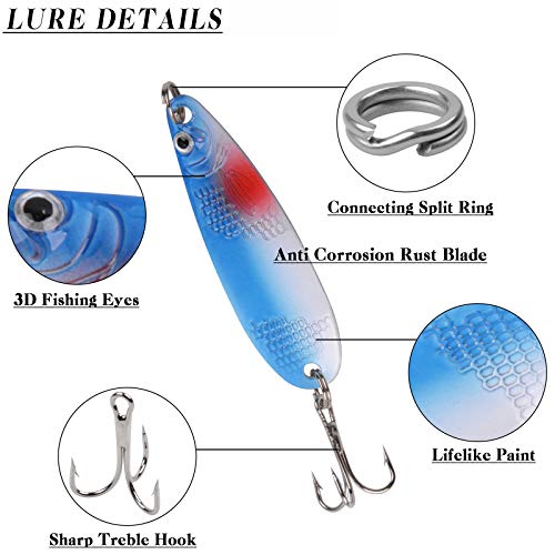 Fishing Spoons Lures Kit 30pcs Hard Metal Colorful Spinner Baits Casting Trolling Trout Spoon Fishing Lures for Bass Salmon Pike Walleye
