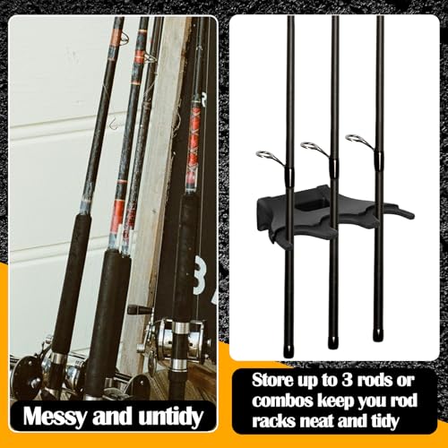 Silipull 2 Pcs Magnetic Fishing Rod Holder for Car Portable Outdoor Pole Rack Fly Fishing Pole Rack Stands with 3 Holder Slots for Truck Bed Wall Garage Door Summer Boat Accessories for Men Gifts