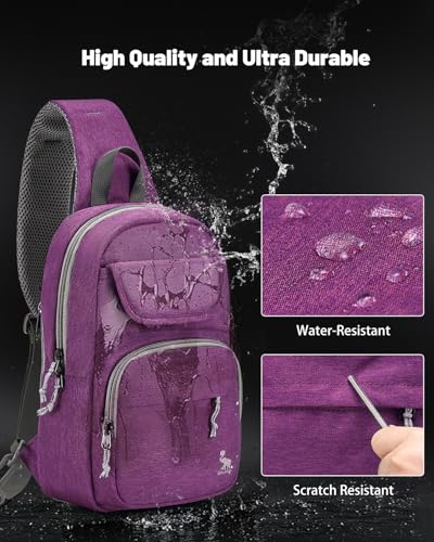 OIWAS Sling Bag Crossbody Backpack for Men, One Strap Backpack Hiking Daypack Chest Bag for Women - color: Purple