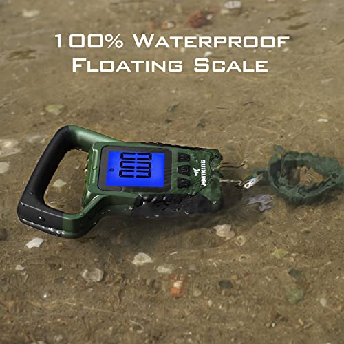 KastKing Fish Scale, WideView Floating Waterproof Digital Scale, 2.5” Large LCD Display, 110lb Capacity, Multi-Mode Pound/Ounces & Kilograms, Stores up to 9 Weights, Fishing Gifts for Men - color: C: Green combo