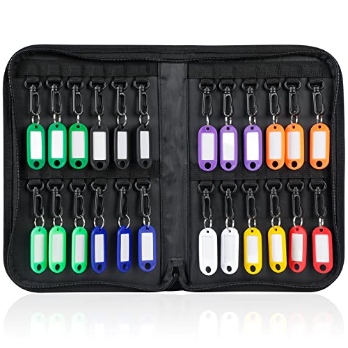 Uniclife Zippered Key Case Organizer Waterproof and Fireproof Key Binder with 24 Hooks and Tags Portable Key Storage Book for Offices Real Estate Agencies Hotels and Rental Management - color: Black, size: 24 Keys