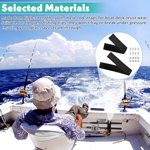 showingo 12760-7 Fishing Rod Straps Rod Straps For Boat Deck Boat Deck Rod Holder Set with 10-Inch Handle Strap and 6-Inch Rod Tip Strap