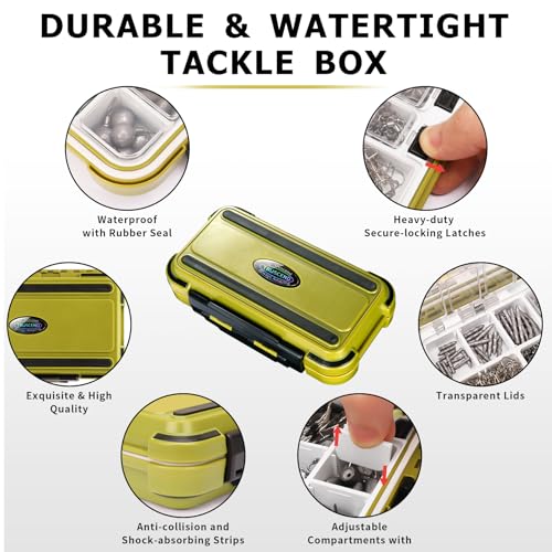 TRUSCEND Complete Fishing Accessories - Tackle Box with Tackle Included, Fishing Hooks, Jig Heads, Sinkers, Weights, Swivels, Snaps, Bobbers, Leaders - Fishing Gear Set for Bass Trout Panfish Walleye - color: ‎A-255pcs Giftable Kit