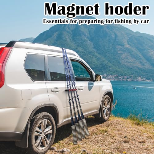 Seenelling 2 Pcs Magnetic Fishing Rod Holder for Car Fishing Pole Rack Vertical Rod Storage Holders for Truck Bed Boat Wall Garage Door - color: Red, size: 4 Rods