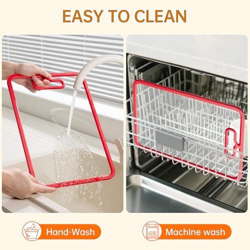 2Pcs Red Glass Cutting Board for Kitchen, Tempered Glass Chopping Board with Non-Slip Edges, Dishwasher Safe Clear Cutting Board Set, Heat & Shatter Resistant, 15"×11" & 13"×9"
