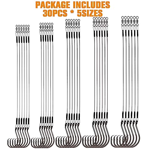 Dovesun 30PCS/20PCS Circle Hooks Fishing Pre-Rigged Catfish Rig for Saltwater Freshwater Catfish Hooks with Wire Leader 2/0 4/0 6/0 8/0 10/0 - color: C-4/0 Circle Hooks Kit-20PCS