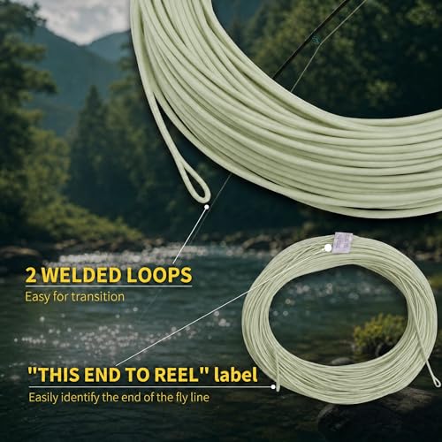Kylebooker Weight Forward Floating Trout Fly Fishing Line WF3F-WF8 - color: Moss Green, size: WF6F-100FT