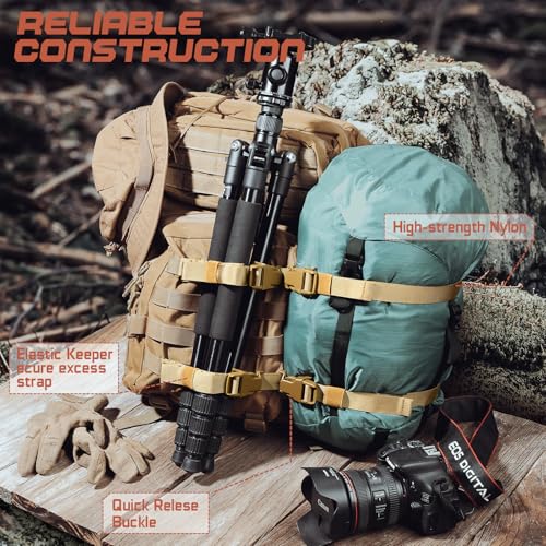 Molle Tactical Backpack Straps 24" Adjustable, Rush Tier System Molle Accessories for Military Assault Backpack Army Rucksack Attachment Nylon Compression Tie Down Strap for Tripod Gear, Sleeping Bag - color: Khaki 2Packs, style: Style A