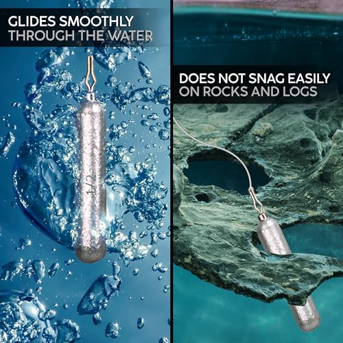 Reaction Tackle Drop Shot Weights for Bass Fishing - Skinny Pencil Sinkers for Drop Shot Rig - Freshwater and Saltwater Finesse Fishing - color: Black, size: 3/8 Oz (25-Pack)