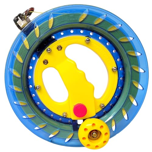 Kite Reel Winder with Line, Kite String Reel for Kids & Adults, Easy to Use Kite String and Spool, it Comes with Durable Kite Thread and Connector - size: 8 inch, style: Dark Blue Kite Reel