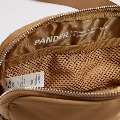 Pander Unisex Belt Bag Fanny Pack for Women with Adjustable Strap, Small Waist Pouch for Workout Running Traveling Hiking - color: Caramel Brown