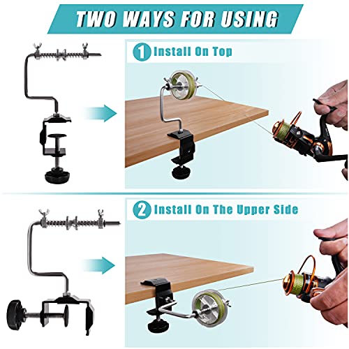 SILANON Fishing Line Spooler Adjustable Fishing Line Winder Spooler Machine Portable Stable Reel Spooler with Clamp Spooling Station System for Spinning Casting Reels - style: Type A-with Clamp