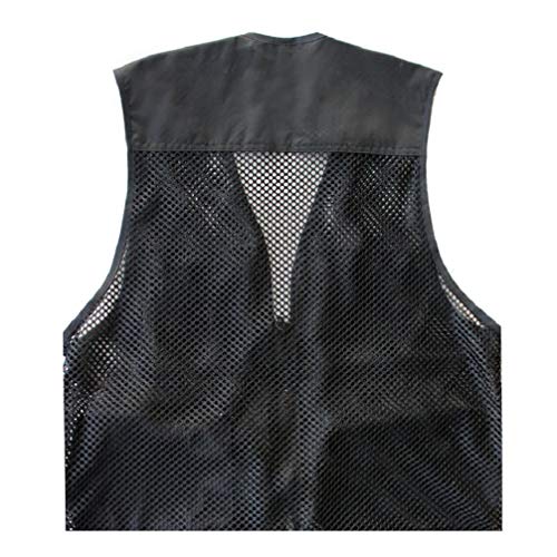 Foldable Outdoor Fishing Camping Travel Mesh Vest, Multi-Pockets Photography Lightweight Vests - color: Black, size: Medium