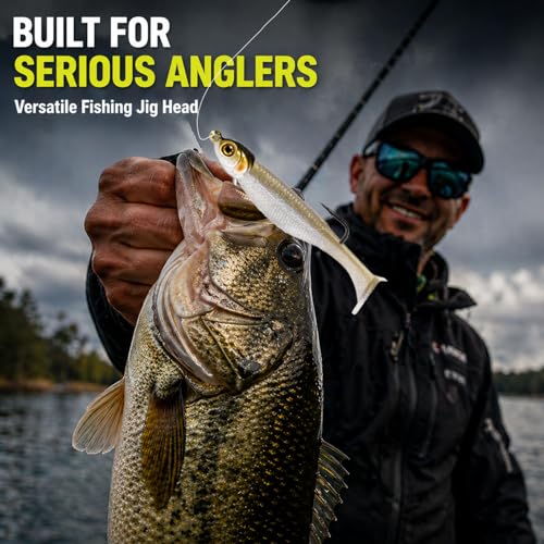 Swimbait Jig Heads for Bass Fishing, Weighted Jig Hooks for Paddle Tail Soft Plastic Lures, 3/16oz 1/4oz 3/8oz 1/2oz High Carbon Steel, Freshwater Saltwater Fishing - color: Shadow Shad, size: 1/2oz