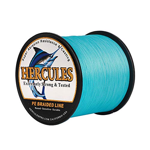HERCULES Cost-Effective Super Cast 8 Strands Braided Fishing Line 10LB to 300LB Test for Salt-Water,109/328/547/1094 Yards(100M/300M/500M/1000M),Diam.#0.12MM-1.2MM,Hi-Grade Performance,Variety Colors - color: Blue, size: 20LB-0.20MM-1640YDS(1500M)-8 STRAN
