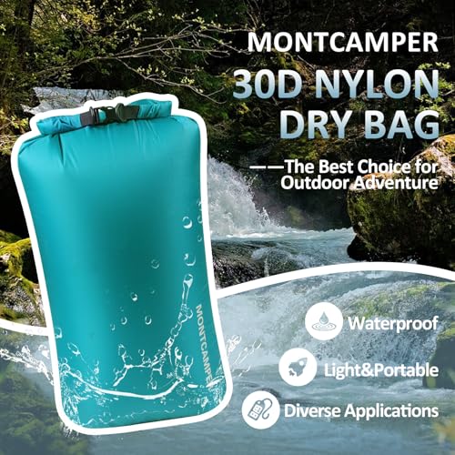 Waterproof Dry Bag 35L – 30D Nylon Roll Top Dry Sack with PU Coating, Lightweight Water-Resistant Storage for Kayaking, Camping, Hiking, Fishing & Beach (Turquoise Blue) - color: Turquoise blue, size: 35L