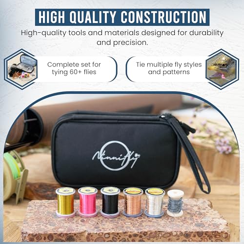 Fly Tying Kit for Beginners - Fly Tying Materials Kit w/Over 100 Tool Pieces/with Travel Case - All-in-ONE Beginner Starter Kit with Instructions
