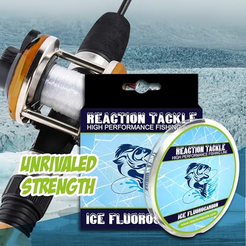 Reaction Tackle Ice Fishing Fluorocarbon Line - Fast Sinking, Abrasion Resistant, Low Visibility Leader and Main Line for Panfish, Trout, Walleye and Bass - size: 2 Lb (125 Yards)