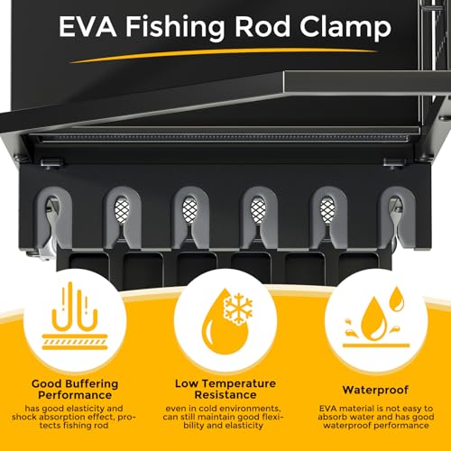 Fishing Rod Holder Organizer with Fabric Drawer & Pegboard, Space-Saving Garage Storage for 12 Rods, Reels, Tackle Boxes, Portable Fishing Gear Cart for Easy Access & Mobility