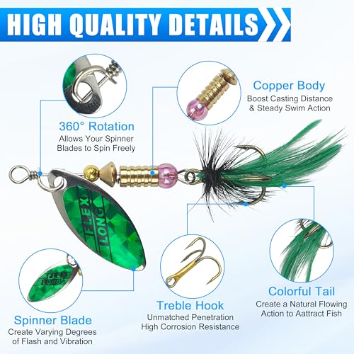 Spinnerbaits Rooster Bait Tail Fishing Lures Kit Inline Spinner Spoon Lures Bass Salmon Trout Hard Metal Spinner Baits for Saltwater Freshwater - style: 10pcs Spinnerbaits-a