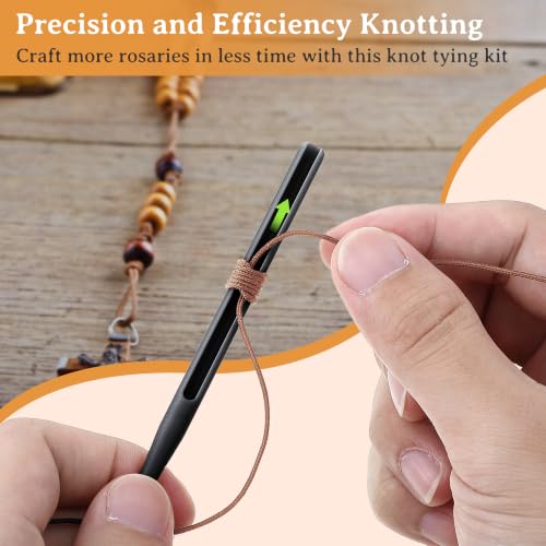 2 Pack Rosary Cord Knotting Tool, #7#9 and #36 Dual Head Twine Knotting Tool, Rosary Making Supplies, Beads Tying Kit, Beading Cord Kit for Jewelry, Fishing Hook, Bracelet(Black) - color: Black